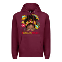 Burgundy school bus driver life afro messy bun Premium Hoodie - NancyCooperArtShop
