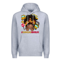 Heather Grey school bus driver life afro messy bun Premium Hoodie - NancyCooperArtShop