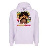 Lilac school bus driver life afro messy bun Premium Hoodie - NancyCooperArtShop