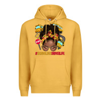 Mustard school bus driver life afro messy bun Premium Hoodie - NancyCooperArtShop
