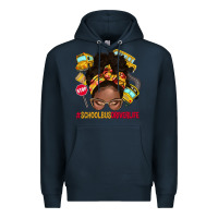 Navy school bus driver life afro messy bun Premium Hoodie - NancyCooperArtShop