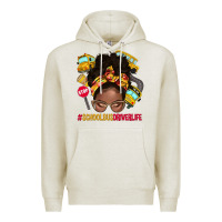 Oatmeal Heather school bus driver life afro messy bun Premium Hoodie - NancyCooperArtShop