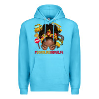 Ocean Blue school bus driver life afro messy bun Premium Hoodie - NancyCooperArtShop