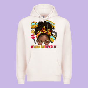 School Bus Driver Life Afro Messy Bun Premium Hoodie Designed By Nancycooperartshop