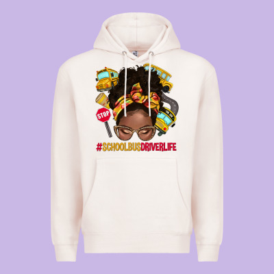 School Bus Driver Life Afro Messy Bun Premium Hoodie Designed By Nancycooperartshop