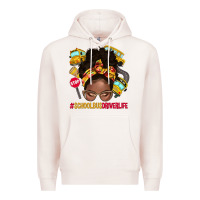 Pale Pink school bus driver life afro messy bun Premium Hoodie - NancyCooperArtShop