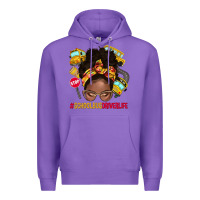 Purple school bus driver life afro messy bun Premium Hoodie - NancyCooperArtShop