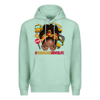 Seafoam school bus driver life afro messy bun Premium Hoodie - NancyCooperArtShop