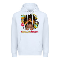 White school bus driver life afro messy bun Premium Hoodie - NancyCooperArtShop