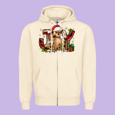 Christmas Joy Chihuahua Zipper Hoodie Designed By Jahusdesignshop