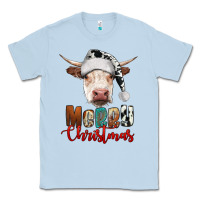 Dusty Blue merry christmas hereford cow Classic Tee - RanaPortraitStore