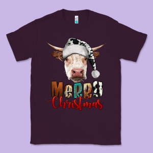 Merry Christmas Hereford Cow Classic Tee Designed By Ranaportraitstore