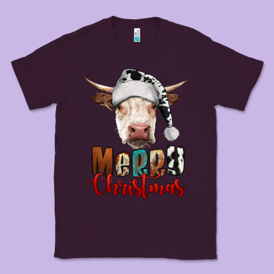 Merry Christmas Hereford Cow Classic Tee Designed By Ranaportraitstore