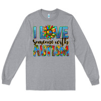 Heather Grey ı love someone with autism Long Sleeve Tee - AdoDesignShop