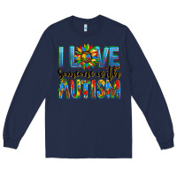 Navy ı love someone with autism Long Sleeve Tee - AdoDesignShop