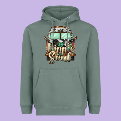 Hippie Soul Caravan Heavyweight Hoodie Designed By Barkaloodesign