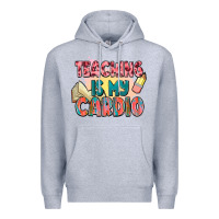 Heather Grey teaching is my cardio Premium Hoodie - NancyCooperArtShop