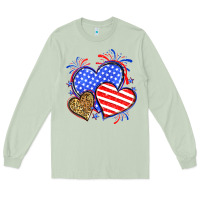 Matcha American flag leopard hearts Long Sleeve Tee - Neo Western