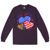 Plum American flag leopard hearts Long Sleeve Tee - Neo Western