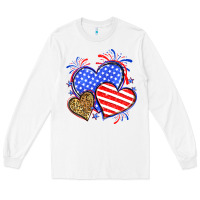 White American flag leopard hearts Long Sleeve Tee - Neo Western