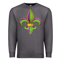 Charcoal Heather mardi gras fleur de lis leopard Premium Sweatshirt - Jasminsmagicworld