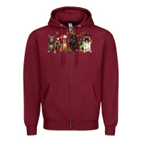 Burgundy christmas chihuahua pitbull pug dachshund Zipper Hoodie - JahusDesignShop