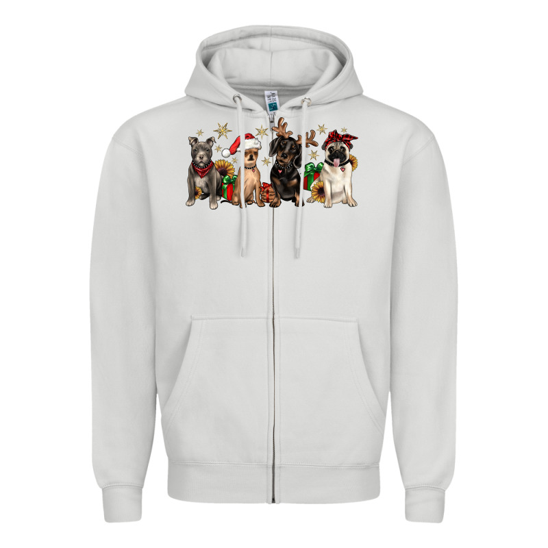 Christmas Chihuahua Pitbull Pug Dachshund Zipper Hoodie by JahusDesignShop | Teevron