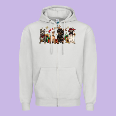 Christmas Chihuahua Pitbull Pug Dachshund Zipper Hoodie Designed By Jahusdesignshop