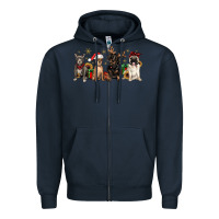 Navy christmas chihuahua pitbull pug dachshund Zipper Hoodie - JahusDesignShop