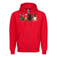 Red christmas chihuahua pitbull pug dachshund Zipper Hoodie - JahusDesignShop