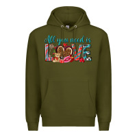 Army Green all you need is love Premium Hoodie - NancyCooperArtShop