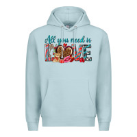 Blue Mist all you need is love Premium Hoodie - NancyCooperArtShop