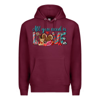 Burgundy all you need is love Premium Hoodie - NancyCooperArtShop