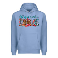 Colony Blue all you need is love Premium Hoodie - NancyCooperArtShop