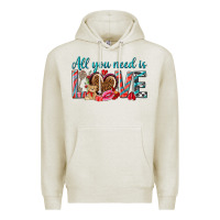 Oatmeal Heather all you need is love Premium Hoodie - NancyCooperArtShop