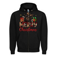 Black merry christmas dachshund Zipper Hoodie - JahusDesignShop