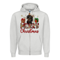 Dove Grey merry christmas dachshund Zipper Hoodie - JahusDesignShop