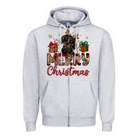 Heather Grey merry christmas dachshund Zipper Hoodie - JahusDesignShop