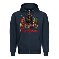 Navy merry christmas dachshund Zipper Hoodie - JahusDesignShop