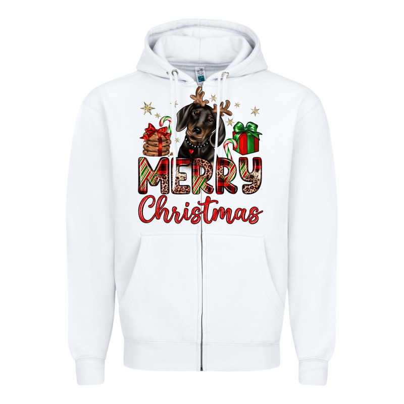 Merry Christmas Dachshund Zipper Hoodie by JahusDesignShop | Teevron