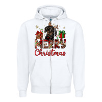White merry christmas dachshund Zipper Hoodie - JahusDesignShop