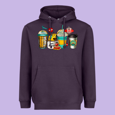 School Bus Driver Coffee Cups Heavyweight Hoodie Designed By Jasminsmagicworld