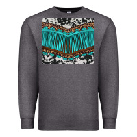 Charcoal Heather western cowhide leopard turquoise fringed Premium Sweatshirt - BarkalooDesign