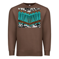Chestnut western cowhide leopard turquoise fringed Premium Sweatshirt - BarkalooDesign