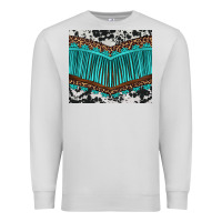 Dove Grey western cowhide leopard turquoise fringed Premium Sweatshirt - BarkalooDesign
