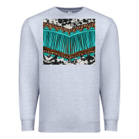 Heather Grey western cowhide leopard turquoise fringed Premium Sweatshirt - BarkalooDesign
