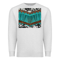 Oatmeal Heather western cowhide leopard turquoise fringed Premium Sweatshirt - BarkalooDesign