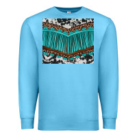 Ocean Blue western cowhide leopard turquoise fringed Premium Sweatshirt - BarkalooDesign