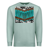 Seafoam western cowhide leopard turquoise fringed Premium Sweatshirt - BarkalooDesign