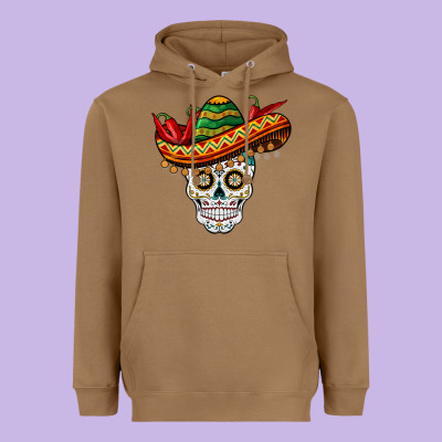 Cinco De Mayo Sombrero Skull Heavyweight Hoodie Designed By Barkaloodesign